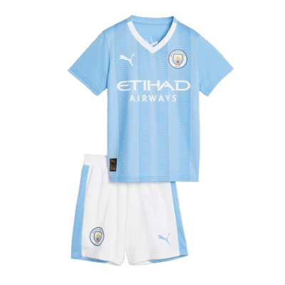 Kids Manchester City Home Soccer Jersey Kit (Jersey+Shorts) 2023/24 - BuyJerseyshop