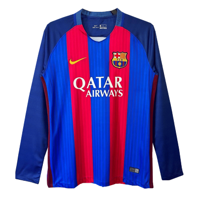 Barcelona Retro Jerseys 2016/17 Home Long Sleeve Soccer Jersey For Men - BuyJerseyshop