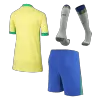 Kids Brazil Home Soccer Jersey Whole Kit (Jersey+Shorts+Socks) 2024 - BuyJerseyshop