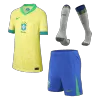 Kids Brazil Home Soccer Jersey Whole Kit (Jersey+Shorts+Socks) 2024 - BuyJerseyshop