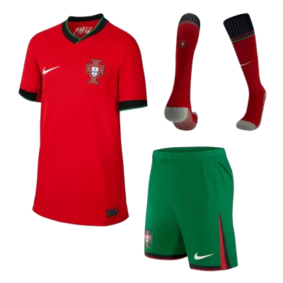 Kids Portugal Home Soccer Jersey Whole Kit (Jersey+Shorts+Socks) 2024 - BuyJerseyshop