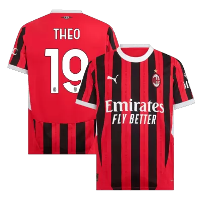 Men's THEO #19 AC Milan Home Soccer Jersey Shirt 2024/25 - BuyJerseyshop