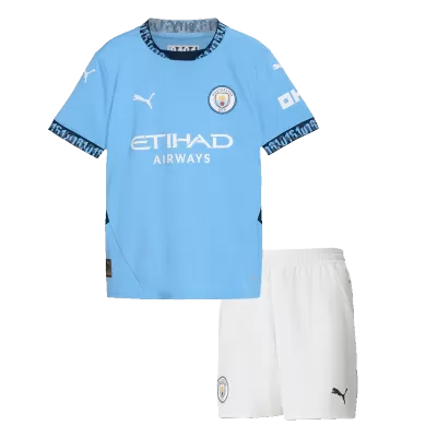 Kids Manchester City Home Soccer Jersey Kit (Jersey+Shorts) 2024/25 - BuyJerseyshop