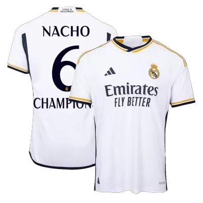 NACHO #6 CHAMPIONS Real Madrid Home Player Version Jersey 2023/24 Men - BuyJerseyshop