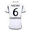 Men's NACHO #6 CHAMPIONS Real Madrid Home Soccer Jersey Shirt 2023/24 - BuyJerseyshop