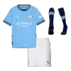 Kids Manchester City Home Soccer Jersey Whole Kit (Jersey+Shorts+Socks) 2024/25 - BuyJerseyshop