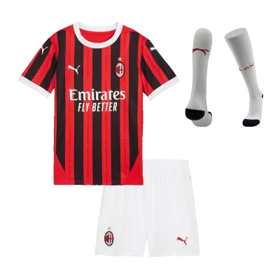 Kids AC Milan Home Soccer Jersey Whole Kit (Jersey+Shorts+Socks) 2024/25 - BuyJerseyshop