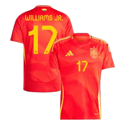 Men's WILLIAMS JR. #17 Spain Home Soccer Jersey Shirt 2024 - BuyJerseyshop