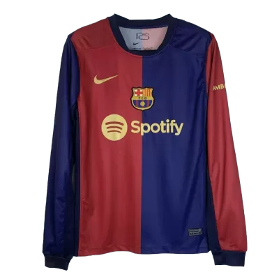 Men's Barcelona Home Long Sleeves Soccer Jersey Shirt 2024/25 - BuyJerseyshop