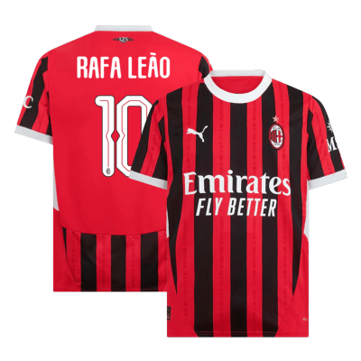 Men's RAFA LEÃO #10 AC Milan Home UCL Soccer Jersey Shirt 2024/25 - UCL - BuyJerseyshop