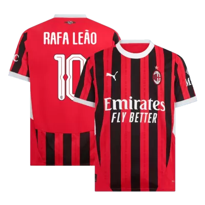 Men's RAFA LEÃO #10 AC Milan Home UCL Soccer Jersey Shirt 2024/25 - UCL - BuyJerseyshop