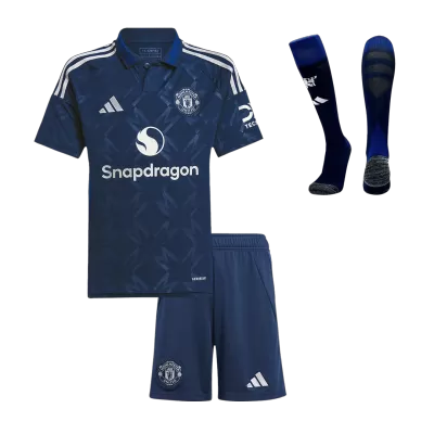 Kids Manchester United Away Soccer Jersey Whole Kit (Jersey+Shorts+Socks) 2024/25 - BuyJerseyshop