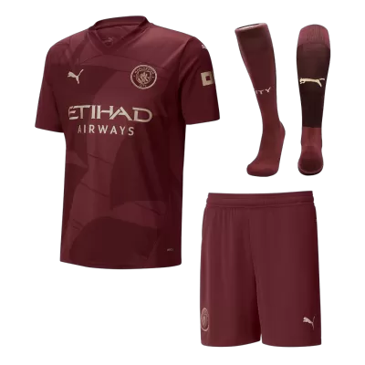 Men's Manchester City Third Away Soccer Jersey Whole Kit (Jersey+Shorts+Socks) 2024/25 - BuyJerseyshop