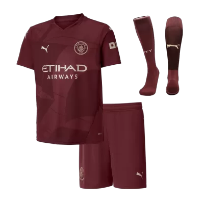 Kids Manchester City Third Away Soccer Jersey Whole Kit (Jersey+Shorts+Socks) 2024/25 - BuyJerseyshop