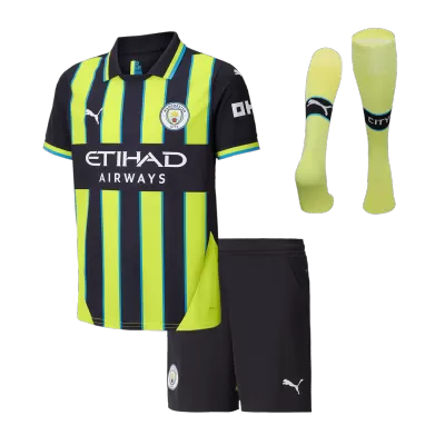 Kids Manchester City Away Soccer Jersey Whole Kit (Jersey+Shorts+Socks) 2024/25 - BuyJerseyshop