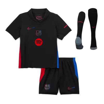 Kids Barcelona Away Soccer Jersey Whole Kit (Jersey+Shorts+Socks) 2024/25 - BuyJerseyshop