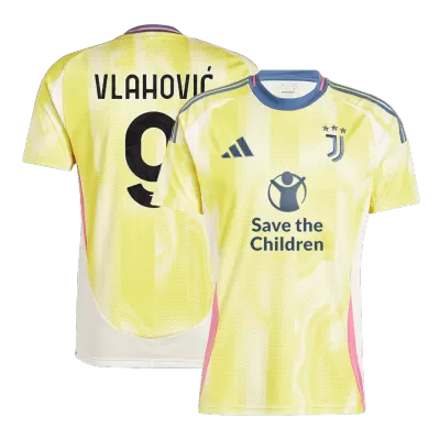 Men's VLAHOVIĆ #9 Juventus Away Soccer Jersey Shirt 2024/25-Save The Children Sponsor - BuyJerseyshop