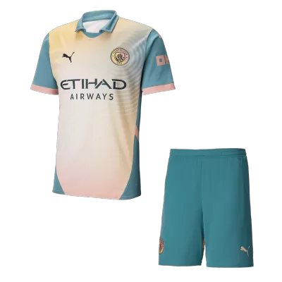 Men's Manchester City Fourth Away Soccer Jersey Kit (Jersey+Shorts) 2024/25-Definitely City - BuyJerseyshop