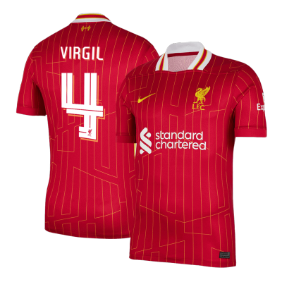 Men's VIRGIL #4 Liverpool Home UCL Soccer Jersey Shirt 2024/25 - BuyJerseyshop