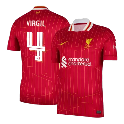 Men's VIRGIL #4 Liverpool Home UCL Soccer Jersey Shirt 2024/25 - BuyJerseyshop