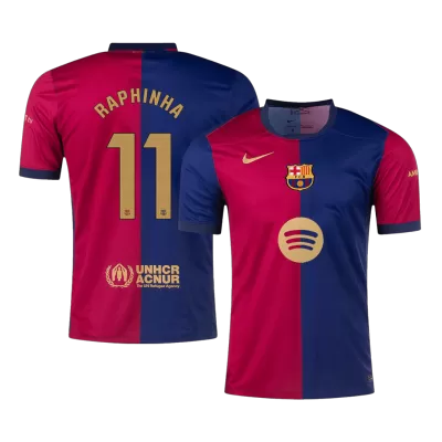 Men's RAPHINHA #11 Barcelona Home Soccer Jersey Shirt 2024/25-Spotify Logo Without Text - BuyJerseyshop