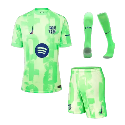 Men's Barcelona Third Away Soccer Jersey Kit (Jersey+Shorts+Socks) 2024/25-Spotify Logo Without Text - BuyJerseyshop