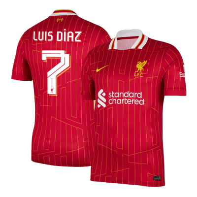 Men's LUIS DÍAZ #7 Liverpool Home UCL Soccer Jersey Shirt 2024/25 - BuyJerseyshop