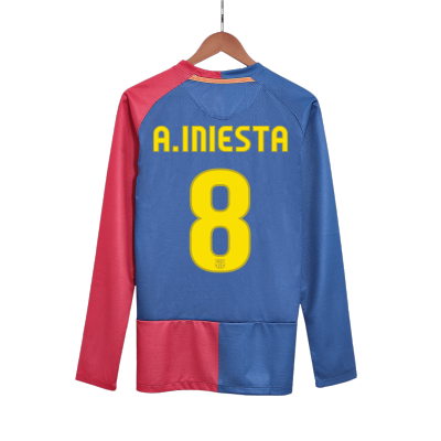 A.INIESTA #8 Barcelona Retro Jerseys 2008/09 Home Long Sleeve Soccer Jersey For Men - BuyJerseyshop