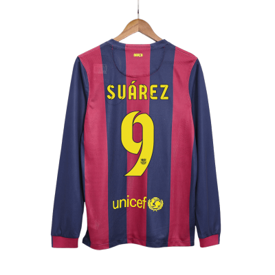 SUÁREZ #9 Barcelona Retro Jerseys 2014/15 Home Long Sleeve Soccer Jersey For Men - BuyJerseyshop