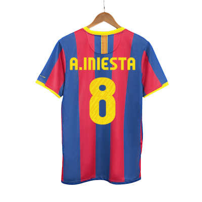 A.INIESTA #8 Barcelona Retro Jerseys 2010/11 Home Soccer Jersey For Men - BuyJerseyshop