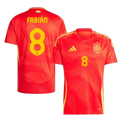 Men's FABIÁN #8 Spain Home Soccer Jersey Shirt 2024 - BuyJerseyshop